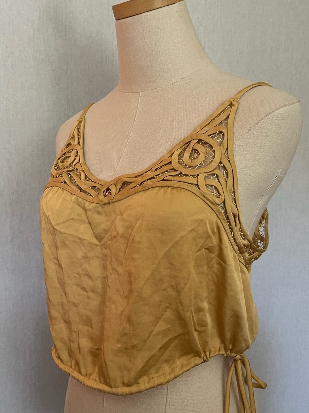 Intimately Free People Golden Mustard Yellow Cutout Strap Crop Top